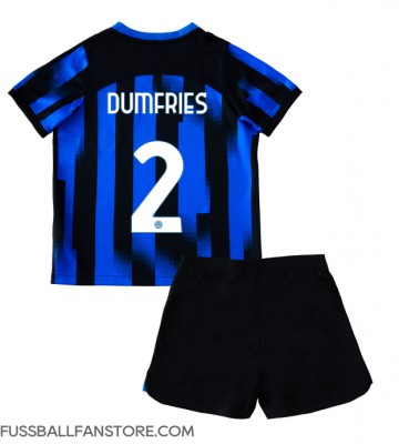 Inter Milan Denzel Dumfries #2 Replik Heimtrikot Kinder 2023-24 Kurzarm (+ Kurze Hosen)